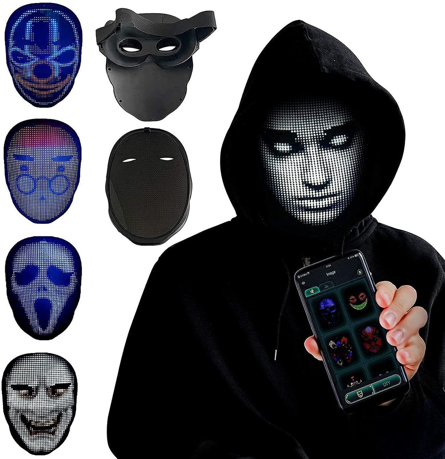 SpectraGlow: Spooky Luminous LED Party Mask