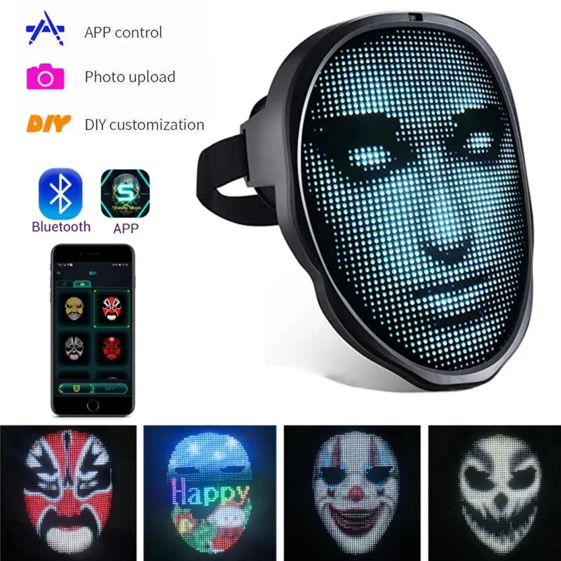 SpectraGlow: Spooky Luminous LED Party Mask